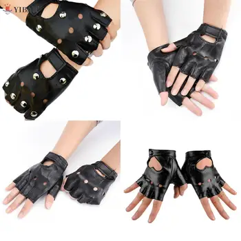 1 par rukavica od umjetne kože u stilu punk, hip-hop, okrugle taktičke rukavice na полпальца bez prstiju, rukavice za nokte
