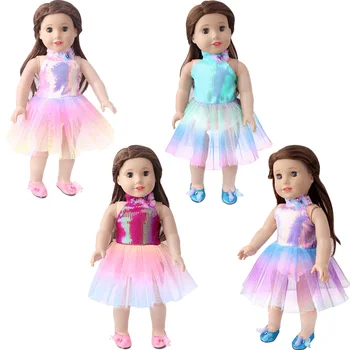 18-inčni američka lutkarska odjeća za djevojčice, suknja, crveno ljubičasta haljina princeze, 43 cm, lutka-реборн, poklon igračke DIY, pribor za dollhouse