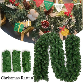 2,7 m Božićno гирлянда od ratana, umjetne biljke, borove vijenac za božićne ukrase za dom ogrjev, novogodišnji svečani dekor za stranke
