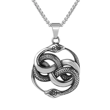 2023 Novi dizajn ogrlica s dvostrukim ovjesom u obliku zmije za muškarce, pribor punk, modni nakit od nehrđajućeg čelika, nakit, pokloni za rođendan