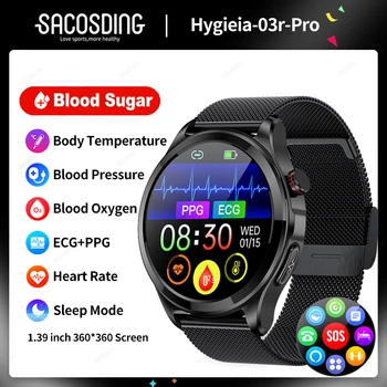 2023 Novi EKG + POENA glukoze u krvi pametni satovi Muški sport tracker глюкометр Termometar Sat za zdravlje Bluetooth Poziv Smartwatch