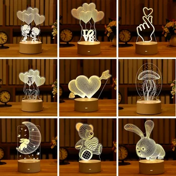 3D Lampa balon u obliku srca, akril led noćno svjetlo, romantična ljubav, ukrasne lampe, dar za voljenu ženu na Valentinovo