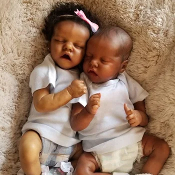 43 cm, lutka-реборн Blizanac A tamnoputi afrički crnci lutke ručni rad, vjerne igračke za novorođene Bebe Reborn za djevojčice