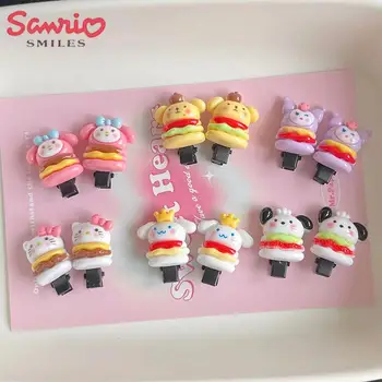 5 kom. Кавайное Anime Kuromi My Melody Hello Kittys Sanrio, Slatka Mini Burger, bobby pin za Kosu, Ruksak, Nakit, Igračke za Djevojčice