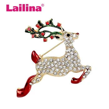 50 kom./lot, lijepa božićna broš u obliku jelena sa štrasom, broš u obliku jelena, pin