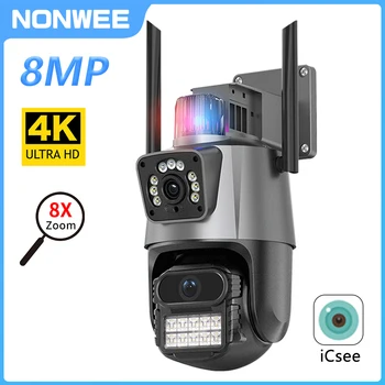 8-megapikselna IP kamera 4K vanjski PTZ Wifi s dva cilja i dva ekrana Kamere sa automatskim praćenjem svjetlosni alarm ICSEE APP