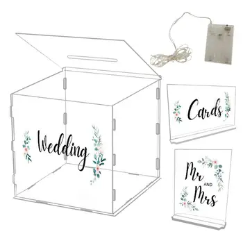 Akrilna kutija za svadbene čestitke Velika kutija za razglednice svojim rukama prazna bez ispisa za vjenčanje prijem Poklon kutija za proslave godišnjicu braka