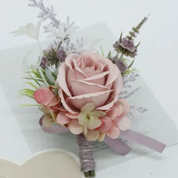 BAIFUMINGYI Roza umjetno cvijeće, boutonnieres, gornji dio ženske odjeće na zglob, narukvica djeveruše, vjenčanje pribor za mladoženju
