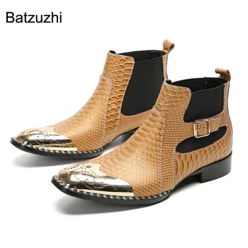 Batzuzhi/ Cool muške cipele, svijetlo smeđe kožne čizme do gležnja, Modne muške cipele na nisku petu, velike dimenzije EU37-47!