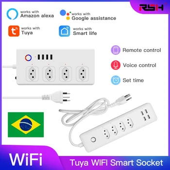 Brazil Tuya Pametna kuća WiFi pametna utičnica Monitor utičnica za kućanskih aparata napajanje Glasovno upravljanje, Rad s Alexa Google