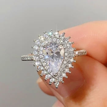 CAOSHI Odličan modni prijedlog, prsten sa грушевым crystal, pribor srebrne boje za žene, ukrasi za ženske ruke