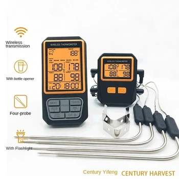 Digitalni bežični termometar za kuhanje mesa na žaru, pušnica, peći za roštilj, kuhinjski termometar za kuhanje na žaru sa 4 senzora, timer alarm