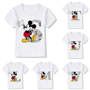 Dječja majica s Mickey Mouse, kombinacija slovo imena, majice s uzorkom Disney, Kawai, casual odjeća za djevojčice i dječake, moderan top
