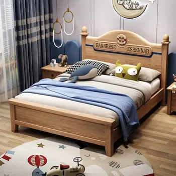 Dječji krevet od punog drva za dječake krevet za jednu osobu 1,2 m za djevojčice 1,5 m Nordic log junior krevet za pohranu