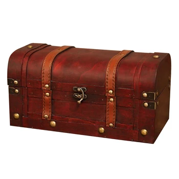 Drveni kovčeg, ukrasni kovčeg za pohranu s bravom, ukrasne kutije, ručne izrade s poklopcima za uređenje doma, drvena kutija