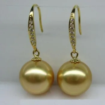 Elegantne okrugle naušnice s biserima AAAA 10-11 mm od zlata Južnom Kineskom moru s 925