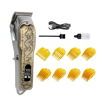 Full metal jacket električni pisaći stroj za šišanje kose u retro stilu sa slikom zmaja, punjiva trimer za kosu, posebna brijač stroj za šišanje kose s LCD zaslonom D