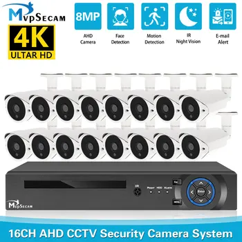 H. 265 16-kanalni dvr set 4K CCTV sustav za video nadzor je vanjska vodootporna kamera-metak kit sustav video nadzora 8CH 8MP