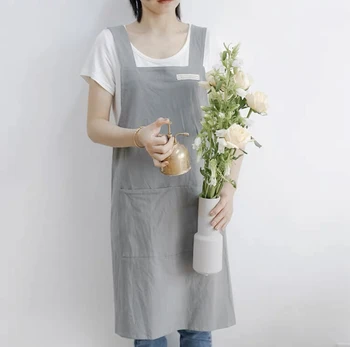 High-end Pregača od čistog Pamuka za kuhinju i dom, Moderan Dizajn, Unisex-Radna Odjeća u retro-korejskom stilu