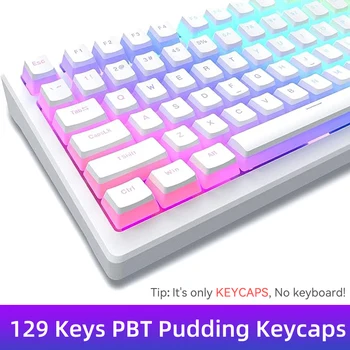 Kapice za ključeve White Pudding od PBT, set od 108 tipki + 21 ključa, set kapica za ključeve, univerzalna kompatibilnost za 100%, 75%, 65%, 60% Tipkovnica
