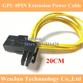 Kina Veleprodaja PCIE Produžni Kabel GPU 8Pin Muške 8 kontaktnom žena Силовому kabel 18AWG Žuti Kabel Kabel 18AWG 20 cm