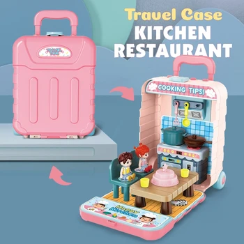 Kofer kuća lutaka Model kolica za putovanja set igračaka Dječji igre kuća scena Interaktivna igračka čvrste dječje igračke rođendan darove za djevojčice