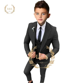 Komplet odijela od 3 predmeta za dječake za vjenčanja, aktivnosti, Casual odjeća - Elegancija ručne izrade za moderne mlade джентльменов