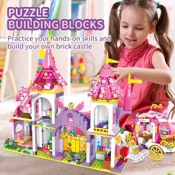 Kreativni dar za djecu, slatka kuća, dvorac princeze, girl, prikupljeni građevinski blokovi, edukativne igračke za djevojčice, poklon za rođendan