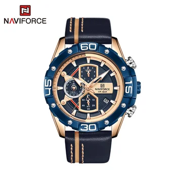 Kvarcni satovi muški sportski Luksuzni brand Vojne vodootporan ručni sat od prave kože Muški satovi, ručni satovi, s хронографом NF8018