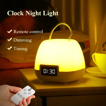 Led Sat s Daljinskim Upravljanjem, noćno svjetlo, Punjenje preko USB-a, 3 Boje, Stolne Dekorativne Svjetiljke, Osnovna Spavaća soba, noćno svjetlo za Dječje Sobe