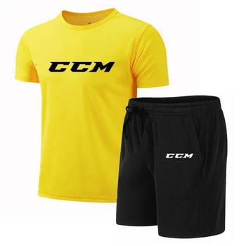 Ljetni sportski odijelo, muška t-shirt CCM kratkih rukava + kratke hlače, komplet od dva predmeta, sportska odjeća, muška svakodnevne быстросохнущие setove za zanimanje za fitness
