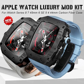 Luksuzni Komplet modifikacija od Karbonskih vlakana Za Apple Watch 8 7 6 5 4 SE, Sportski remen od Фторопласта Za iWatch Serije 45 mm 44 mm, Revija za popravak