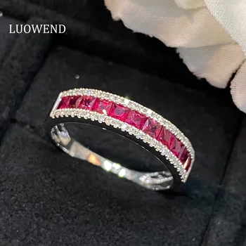 LUOWEND prsten od bijelog zlata 18k, prirodni rubin, luksuzni nakit s dragim kamenjem, bezvremenski dizajn zaručnički prsten za žene, помолвка, college