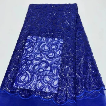 Materijal iz francuske čipke tkiva kraljevske plave boje 2023 Novi dizajn Šljokice afrički tila nadvoji cvjetne čipke tkanine za ženske haljine Diy Sewing LR2317