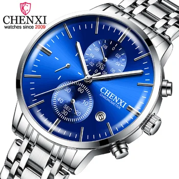 Mens CHENXI od nehrđajućeg čelika, moderan muški kronograf, top luksuzna marka, sportske kvarc muški sat, vodootporan ručni sat