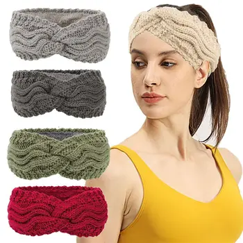 Modni elastična mekana pletene kuka s turbanom, pletene vrpce za kosu, toplo ободки za uši za žene