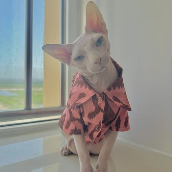 Odjeća za mačke Sphnix, funky bluza u beachside stilu, ružičasta košulja s uzorkom lotos, za mačiće, pasa, Devon Rex, proljeće-осеннее kaput, proizvode za kućne ljubimce