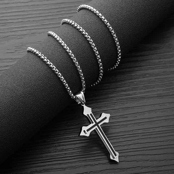 Ogrlica sa privjesak u obliku križa, vintage moda, gothic punk, hip-hop, rock, nakit i pribor, personalizirane poklone, lanac od nehrđajućeg čelika