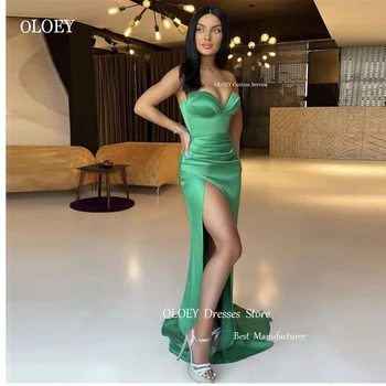 OLOEY Slatka zeleni saten haljine sirena s visokim prorezom, seksi afričke ženske haljine za maturalne, večernjih haljina za zurke, događaj