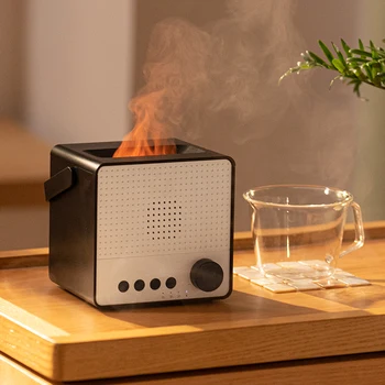 Plameni ovlaživač zraka za aromaterapija difuzor s mirisnim eteričnim uljima, punjenje preko USB-a, home Bluetooth zvučnik, ultrazvučni ovlaživač zraka