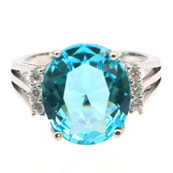 Prsten od srebra 5 g 925 sterling, šarmantan nebo plavo London, topaz, zeleni ametist, roze turmalin, CZ, ženska vjenčanje