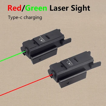 Punjenje putem USB-Taktički Mini Crvena Zelena Spot Gospodara Laserski Ciljnik-Pokazivač Pogodan za 11 mm Lastin Rep 20 mm Letva Пикатинни Za Pištolj Glock 17 19