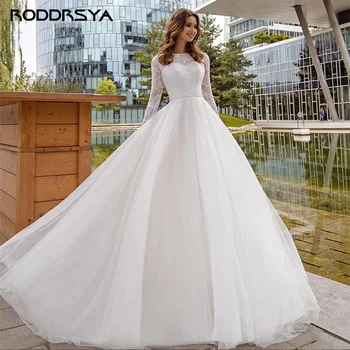 RODDRSYA Elegantan svadbeni haljine s dugim rukavima, vjenčanice za mladenku, иллюзионное čipkan haljinu na zakopčane straga, Vestido De Novia, сшитое na red