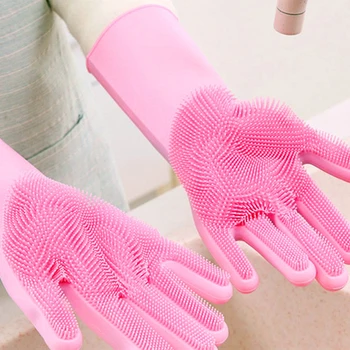 Rukavice za pranje suđa i čišćenje višenamjenski rukavice sa spužvom od silikonske gume, kućanski četke, smještaj za čišćenje kuhinje