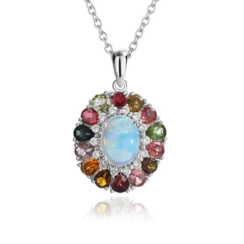 SEASKY Novi modni ogrlicu-чокер s dragim kamenjem, prirodni opal, okruglo ogrlica od 925 sterling srebra