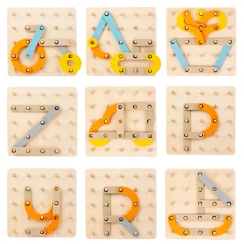 Set za dizajniranje drvenih slova i brojeva LIQU, edukativne igračke za predškolske dobi, prepoznavanje oblika i boja, set za sortiranje na ploči