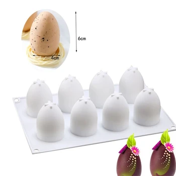 Silikonska forma za mousse u obliku jaja sa 8 končanica za cupcakes 