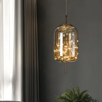 Skandinavski restoran svjetlo Luksuzna luster od amber stakla Kreativni cafe Lampa za dnevni boravak Noćni lampe za spavaće sobe za djevojčice