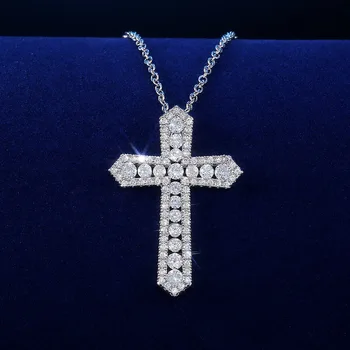 Slatka srebrni privjesak u obliku križa sa sjajnim kubični cirkon, ogrlice za žene, modni nakit, чокер