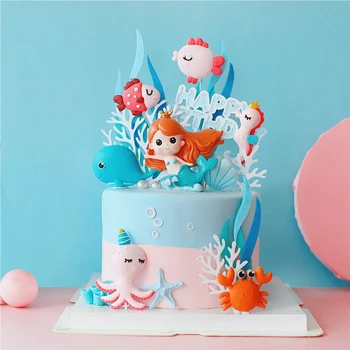 Ukras za tortu za zabavu u čast sirena torta dekoracija u ocean svijetu za djecu, dekoracije tortu za rođendan, Sirene, dar za duše djeteta